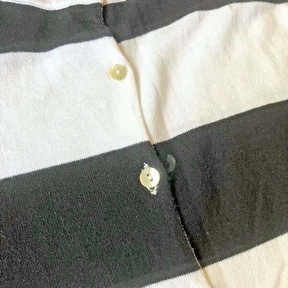 Nordstrom Charlotte Cardigan Sweater Size L Crochet Lace Stripes Twee Black Whit - Picture 3 of 11